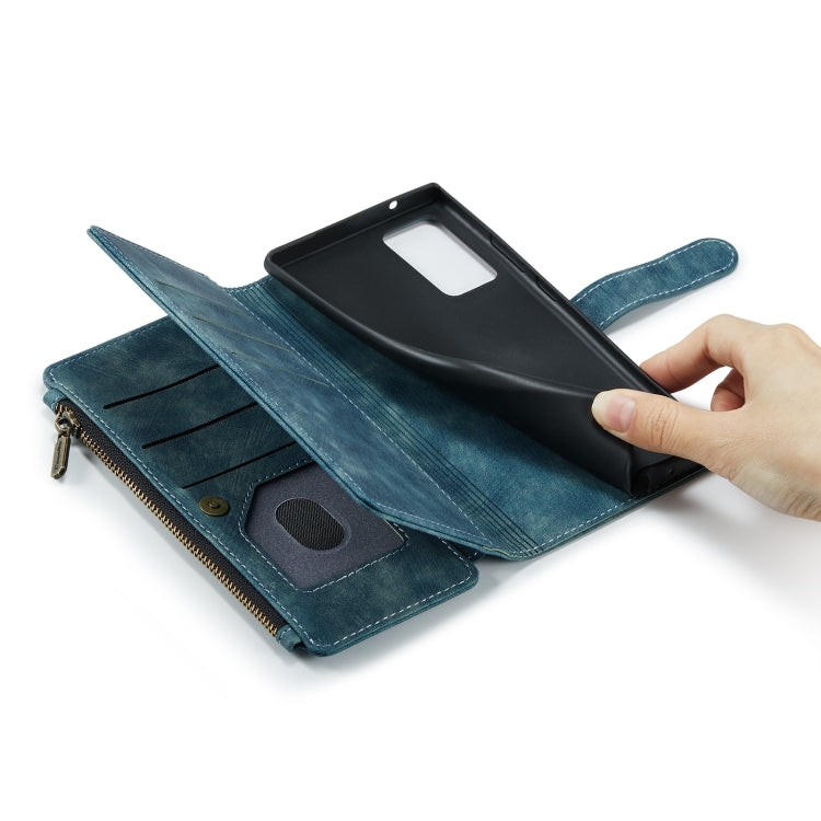 For Samsung Galaxy Note20 CaseMe-C30 Multifunctional Horizontal Flip PU + TPU Phone Case(Blue)