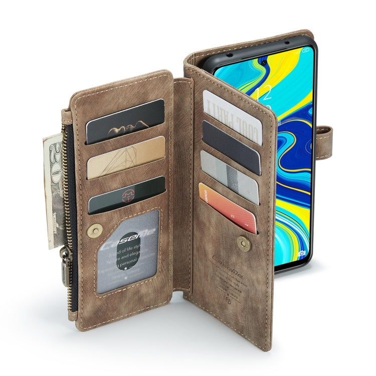 For Xiaomi Redmi Note 9 Pro Max / Redmi Note 9 Pro / Redmi Note 9s CaseMe-C30 Multifunctional Horizontal Flip PU + TPU Phone Case(Brown)
