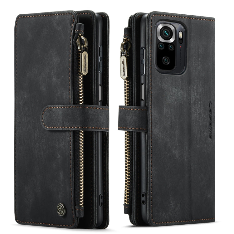 For Xiaomi Redmi Note 10 4G / Redmi Note 10S CaseMe-C30 Multifunctional Horizontal Flip PU + TPU Phone Case(Black)