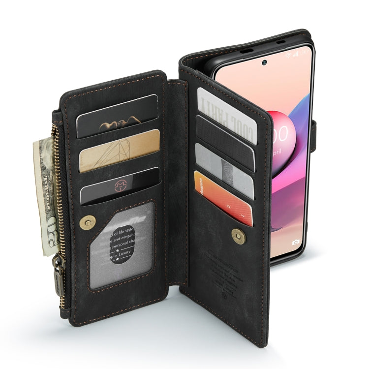 For Xiaomi Redmi Note 10 4G / Redmi Note 10S CaseMe-C30 Multifunctional Horizontal Flip PU + TPU Phone Case(Black)
