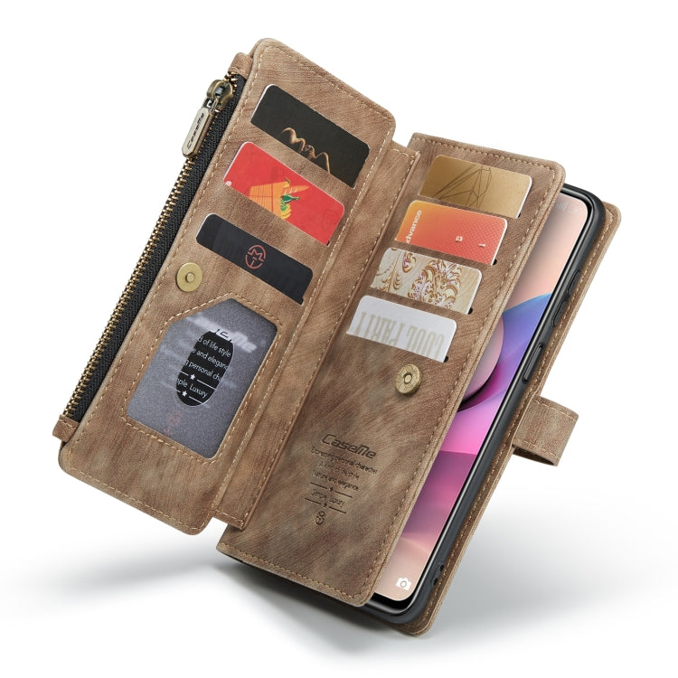 For Xiaomi Redmi Note 10 4G / Redmi Note 10S CaseMe-C30 Multifunctional Horizontal Flip PU + TPU Phone Case(Brown)