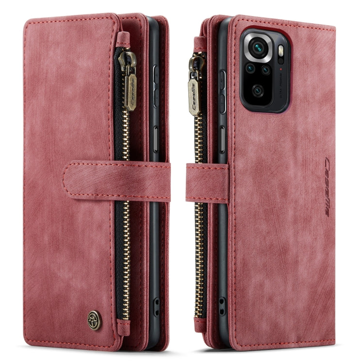 For Xiaomi Redmi Note 10 4G / Redmi Note 10S CaseMe-C30 Multifunctional Horizontal Flip PU + TPU Phone Case(Red)