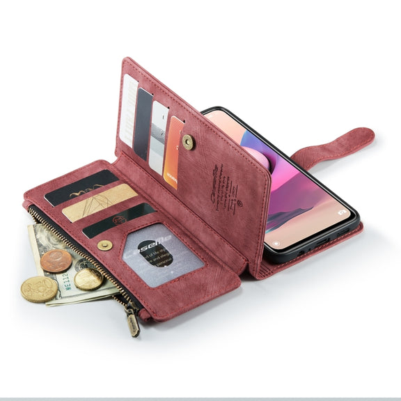 For Xiaomi Redmi Note 10 4G / Redmi Note 10S CaseMe-C30 Multifunctional Horizontal Flip PU + TPU Phone Case(Red)