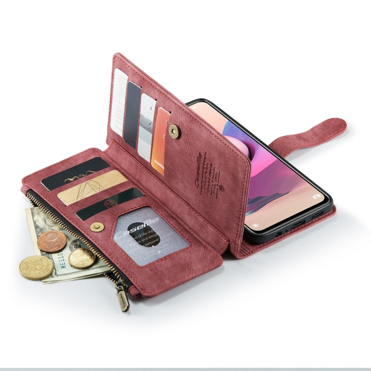 For Xiaomi Redmi Note 10 4G / Redmi Note 10S CaseMe-C30 Multifunctional Horizontal Flip PU + TPU Phone Case(Red)