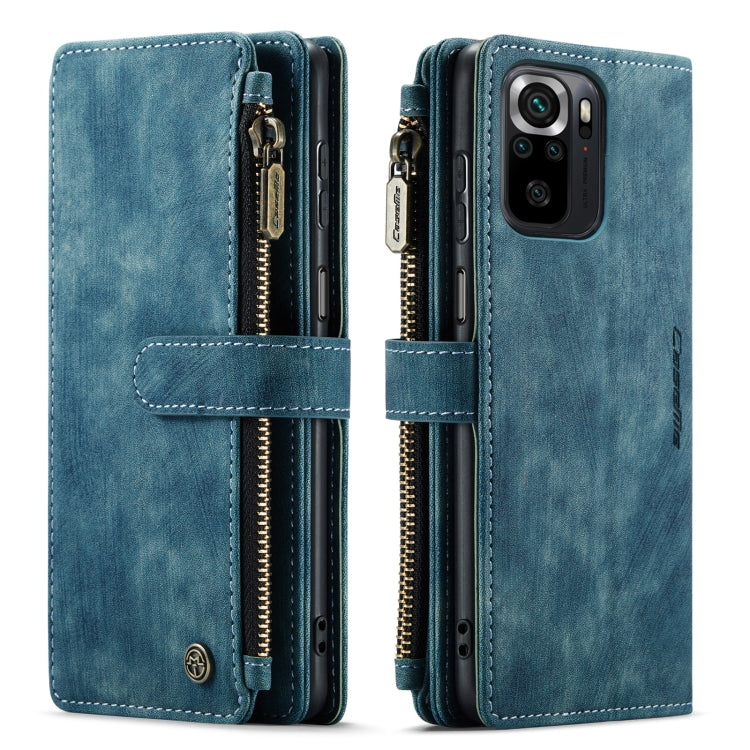 For Xiaomi Redmi Note 10 4G / Redmi Note 10S CaseMe-C30 Multifunctional Horizontal Flip PU + TPU Phone Case(Blue)