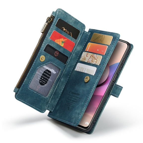 For Xiaomi Redmi Note 10 4G / Redmi Note 10S CaseMe-C30 Multifunctional Horizontal Flip PU + TPU Phone Case(Blue)