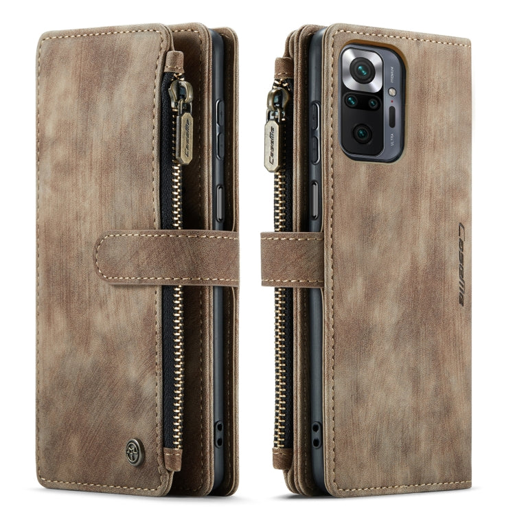 For Xiaomi Redmi Note 10 Pro 4G / Redmi Note 10 Pro Max CaseMe-C30 Multifunctional Horizontal Flip PU + TPU Phone Case(Brown)