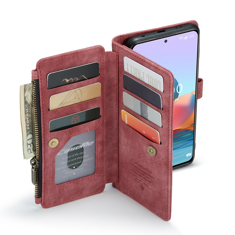 For Xiaomi Redmi Note 10 Pro 4G / Redmi Note 10 Pro Max CaseMe-C30 Multifunctional Horizontal Flip PU + TPU Phone Case(Red)