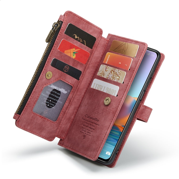 For Xiaomi Redmi Note 10 Pro 4G / Redmi Note 10 Pro Max CaseMe-C30 Multifunctional Horizontal Flip PU + TPU Phone Case(Red)