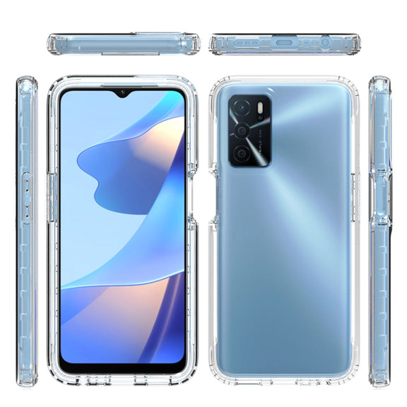 For OPPO A16 Shockproof High Transparency Two-color Gradual Change PC+TPU Candy Colors Phone Protective Case(White)