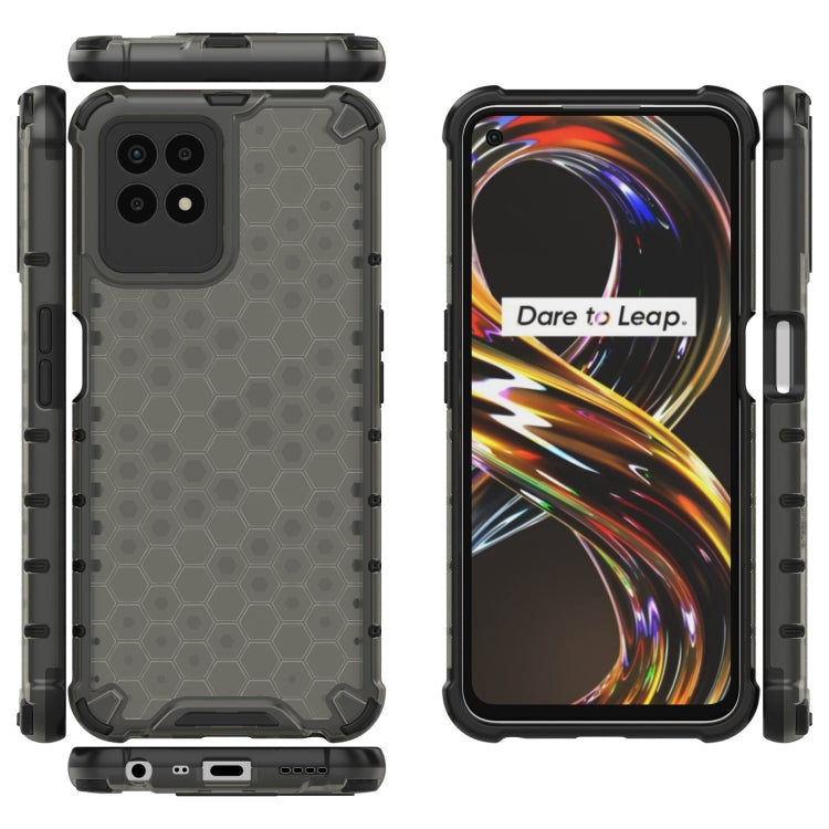 For OPPO Realme 8i Shockproof Honeycomb PC + TPU Phone Case(Black)