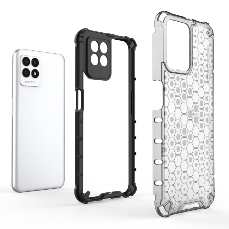 For OPPO Realme 8i Shockproof Honeycomb PC + TPU Phone Case(Black)