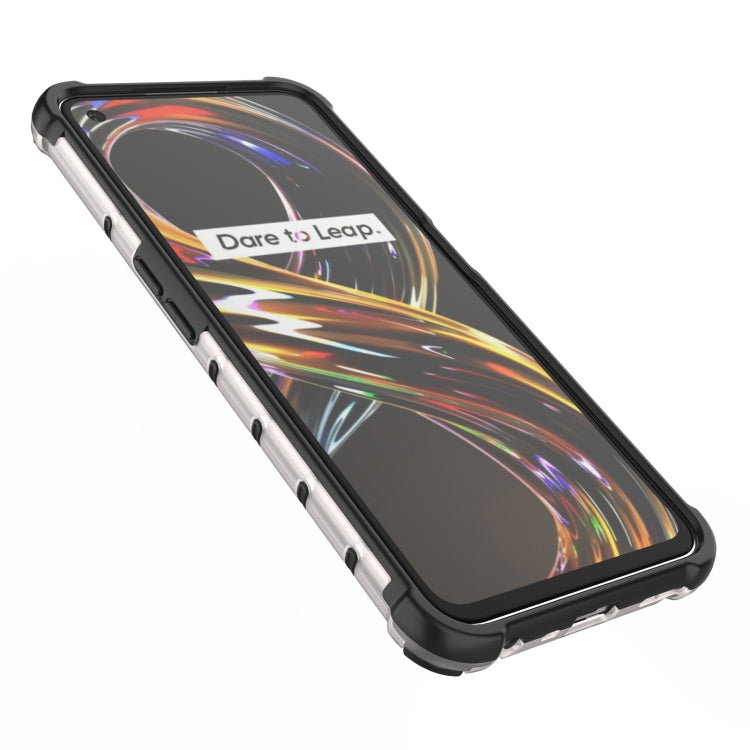 For OPPO Realme 8i Shockproof Honeycomb PC + TPU Phone Case(Black)
