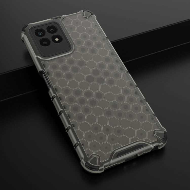 For OPPO Realme 8i Shockproof Honeycomb PC + TPU Phone Case(Black)