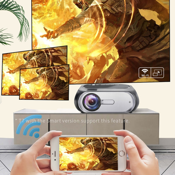 T7 1920x1080P 200 ANSI Portable Home Theater LED HD Digital Projector, Same Screen Version,US Plug (Black)