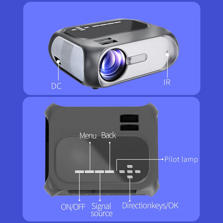 T7 1920x1080P 200 ANSI Portable Home Theater LED HD Digital Projector, Same Screen Version,US Plug (Black)