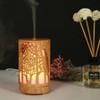 USB 200ml Hollow-out Forest Pattern Wooden Essential Oil Aromatherapy Machine Ultrasonic Humidifier Automatic Alcohol Sprayer(Light Brown-3) - free shipping - PMC TechLife - Order now!