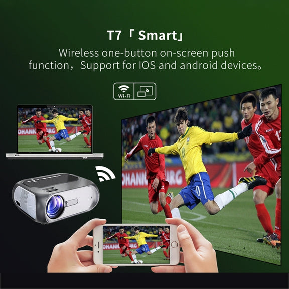 T7 1920x1080P 200 ANSI Portable Home Theater LED HD Digital Projector, Basic Version, UK Plug(Black)