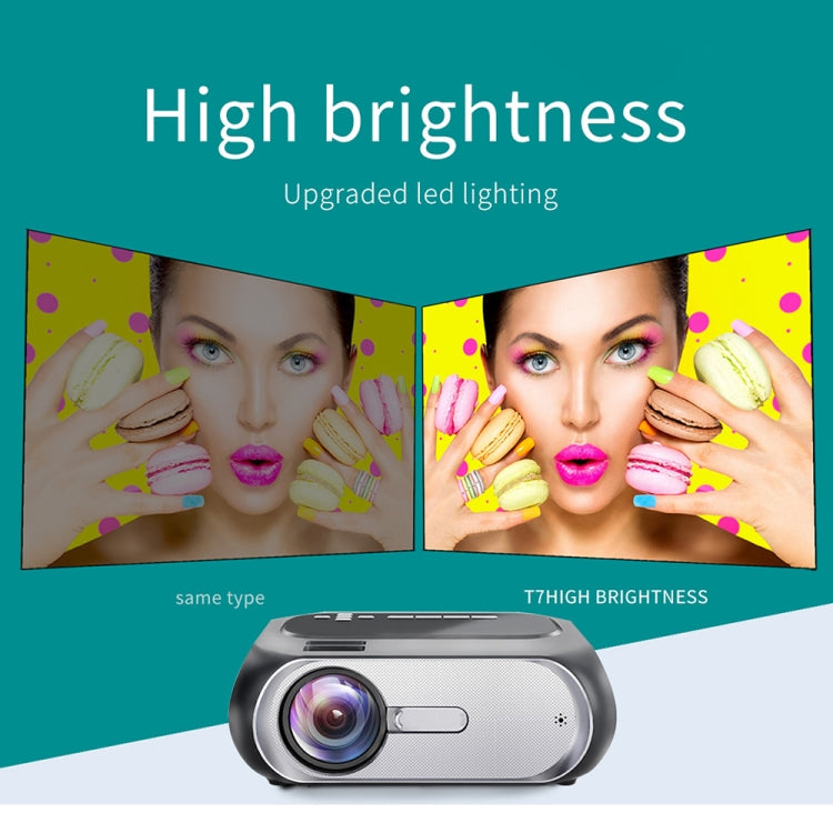T7 1920x1080P 200 ANSI Portable Home Theater LED HD Digital Projector, Basic Version, UK Plug(Black)