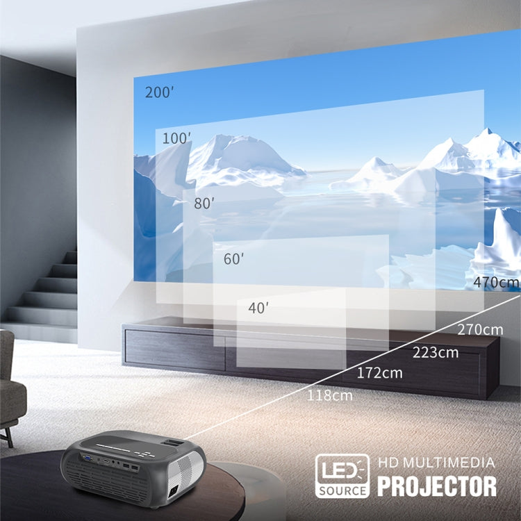 T7 1920x1080P 200 ANSI Portable Home Theater LED HD Digital Projector, Same Screen Version, EU Plug(Black)