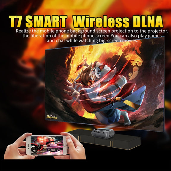 T7 1920x1080P 200 ANSI Portable Home Theater LED HD Digital Projector, Same Screen Version, UK Plug(Black)