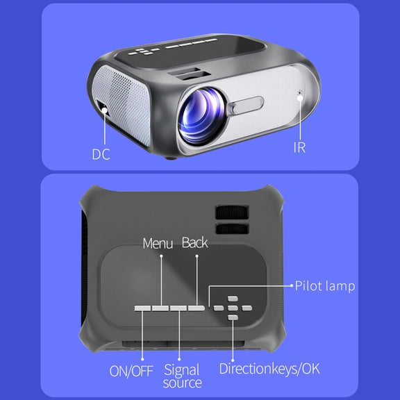 T7 1920x1080P 200 ANSI Portable Home Theater LED HD Digital Projector, Same Screen Version, UK Plug(Black)
