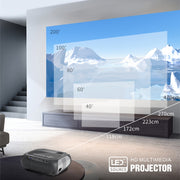 T7 1920x1080P 200 ANSI Portable Home Theater LED HD Digital Projector, Same Screen Version, UK Plug(Black)