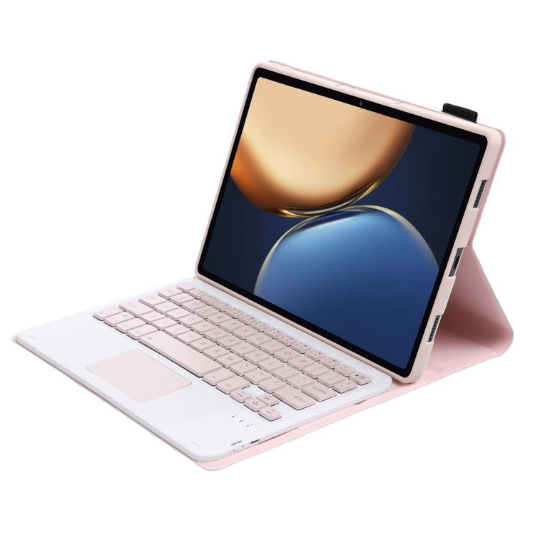 AHV7-A Lambskin Texture Ultra-thin Bluetooth Keyboard Leather Tablet Case with Touchpad For Honor Tablet V7 Pro(Pink)