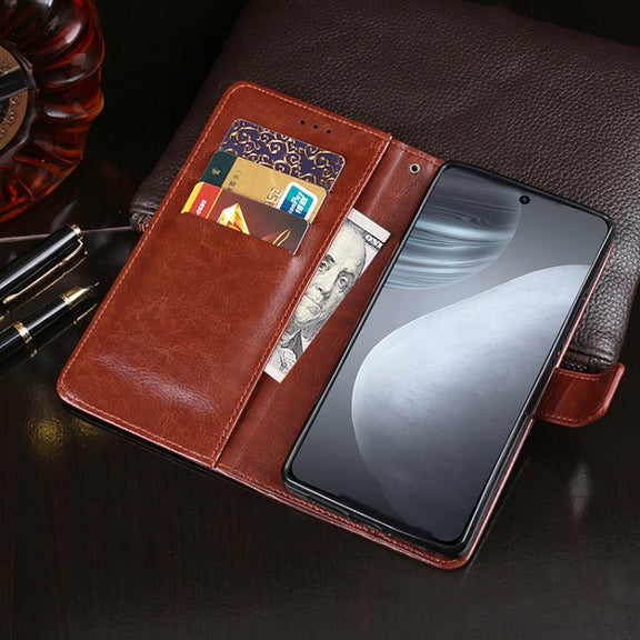 For Cubot X50 idewei Crazy Horse Texture Leather Case with Holder & Card Slots & Wallet(White)