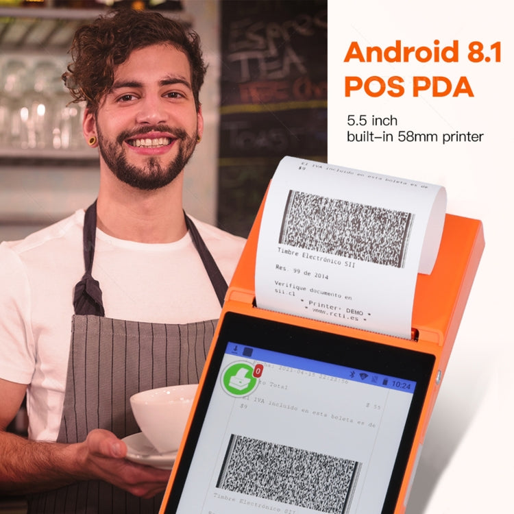 SGT-SP01 5.5 inch HD Screen Handheld POS Receipt Printer, Suit Version, AU Plug(Orange)