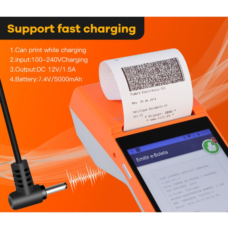 SGT-SP01 5.5 inch HD Screen Handheld POS Receipt Printer, Suit Version, AU Plug(Orange)