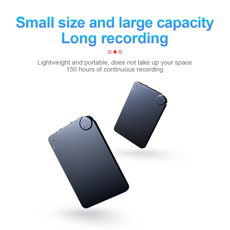 K2 Portable Ultra-thin Card Voice Recorder, Capacity:32GB(Black)
