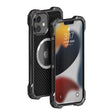 For iPhone 12 R-JUST RJ51 Hollow Shockproof Metal Protective Phone Case (Dark Grey) - iPhone 12 / 12 Pro Cases by R-JUST | Online Shopping South Africa | PMC TechLife | Buy Now Pay Later Mobicred