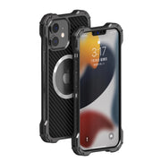 For iPhone 12 R-JUST RJ51 Hollow Shockproof Metal Protective Phone Case (Dark Grey)