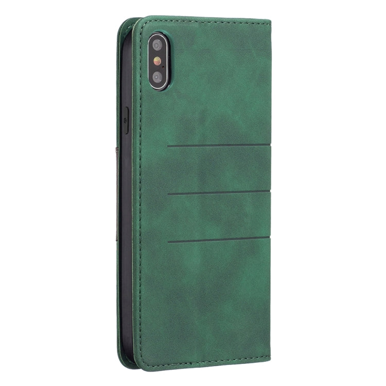 For iPhone X / XS Magnetic Splicing Leather Phone Case(Green)