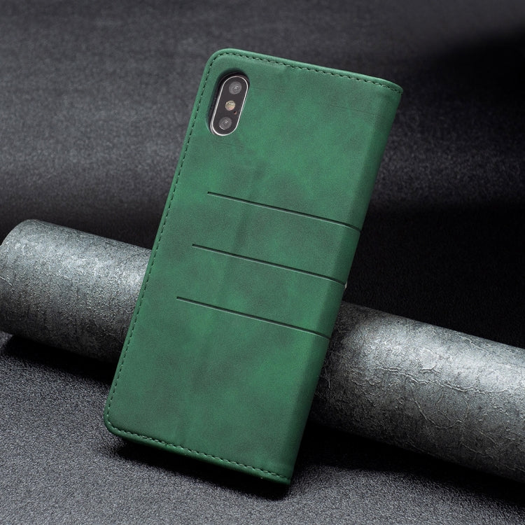 For iPhone X / XS Magnetic Splicing Leather Phone Case(Green)