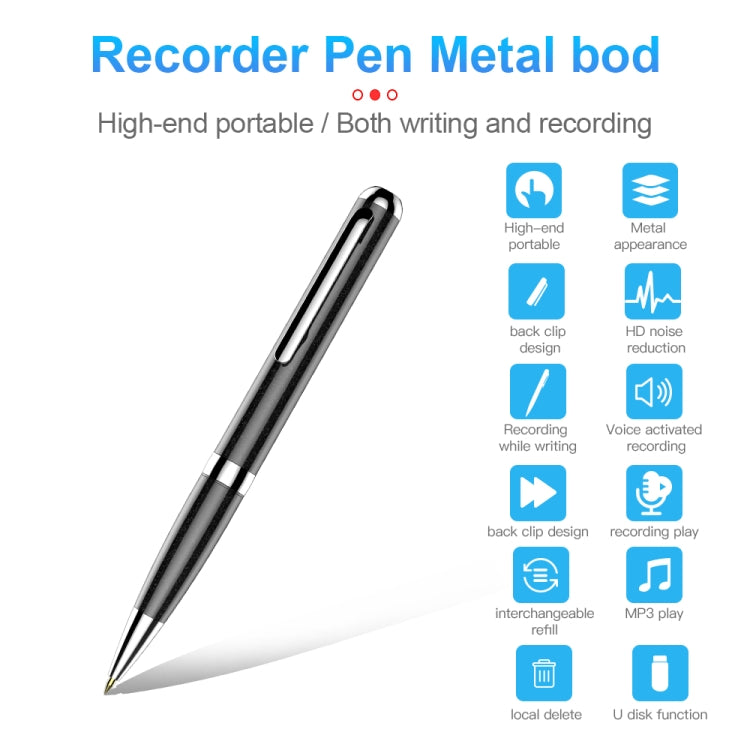 Q96 Intelligent HD Digital Noise Reduction Recording Pen, Capacity:8GB(Black)