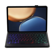 AHV7-BS Lambskin Texture Tri-color Backlight Bluetooth Keyboard Leather Tablet Case For Honor Tablet V7 Pro(Black)