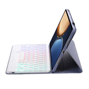 AHV7-BS Lambskin Texture Tri-color Backlight Bluetooth Keyboard Leather Tablet Case For Honor Tablet V7 Pro(Purple)