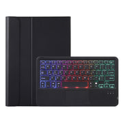 AHV7-AS Lambskin Texture Tri-color Backlight Bluetooth Keyboard Leather Tablet Case with Touchpad For Honor Tablet V7 Pro(Black)