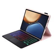 AHV7-AS Lambskin Texture Tri-color Backlight Bluetooth Keyboard Leather Tablet Case with Touchpad For Honor Tablet V7 Pro(Pink)
