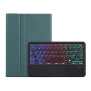 AHV7-AS Lambskin Texture Tri-color Backlight Bluetooth Keyboard Leather Tablet Case with Touchpad For Honor Tablet V7 Pro(Dark Green)