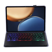AHV7-AS Lambskin Texture Tri-color Backlight Bluetooth Keyboard Leather Tablet Case with Touchpad For Honor Tablet V7 Pro(Purple)