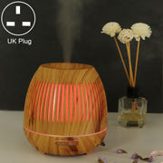 400ml Hollow-out LED Humidifier Wood Grain Air Purifier Aromatherapy Machine Automatic Alcohol Sprayer with Colorful LED Light, Plug Specification:UK Plug(Light Brown)