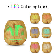 400ml Hollow-out LED Humidifier Wood Grain Air Purifier Aromatherapy Machine Automatic Alcohol Sprayer with Colorful LED Light, Plug Specification:UK Plug(Light Brown)