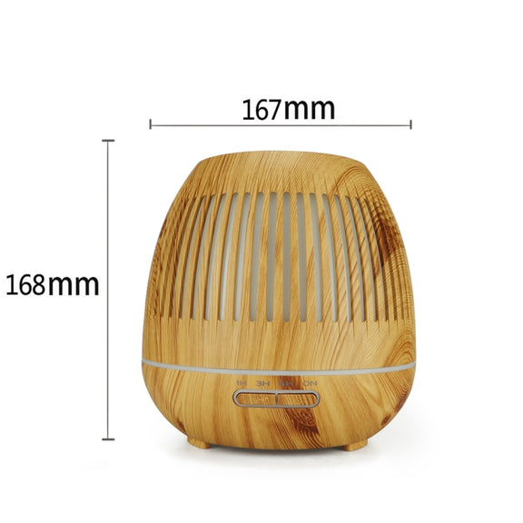 400ml Hollow-out LED Humidifier Wood Grain Air Purifier Aromatherapy Machine Automatic Alcohol Sprayer with Colorful LED Light, Plug Specification:US Plug(Light Brown)