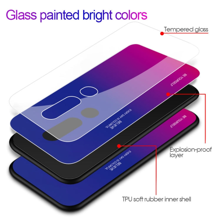 For OPPO F11 Pro Gradient Color Glass Case(Sky Blue)