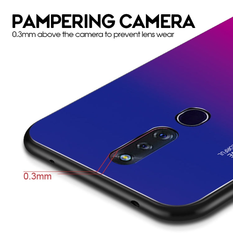 For OPPO F11 Pro Gradient Color Glass Case(Sky Blue)