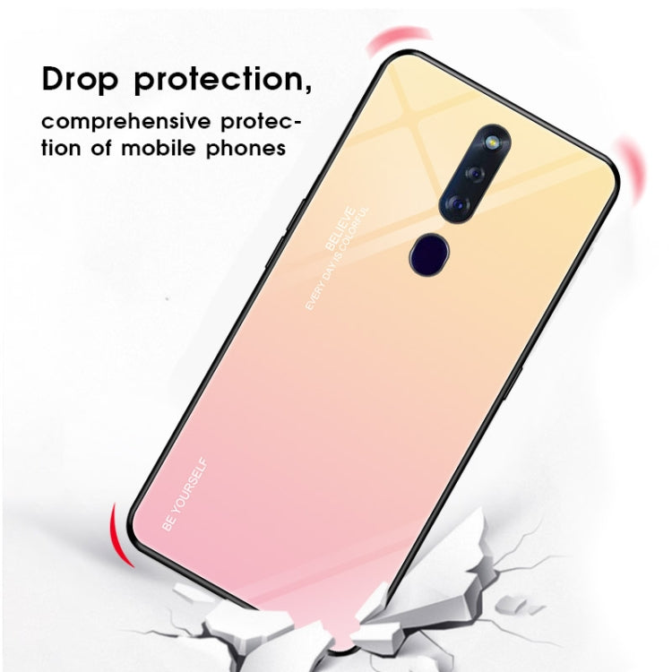 For OPPO F11 Pro Gradient Color Glass Case(Sky Blue)