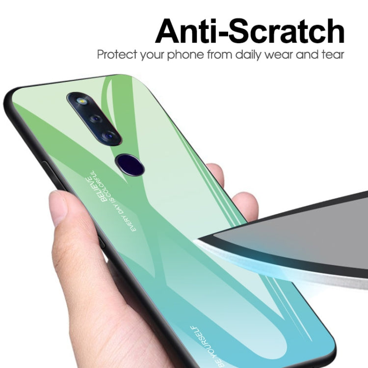 For OPPO F11 Pro Gradient Color Glass Case(Sky Blue)